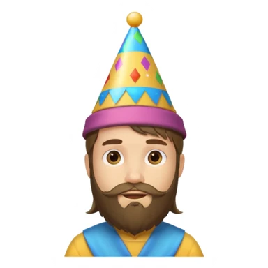 party hatted boy with long hair & bearded sticker