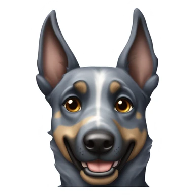 A smiling malinois dark blue merle color, without red and white color with a crown on his head sticker