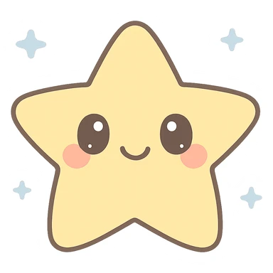 a happy star with blushing cheeks, kawaii style sticker