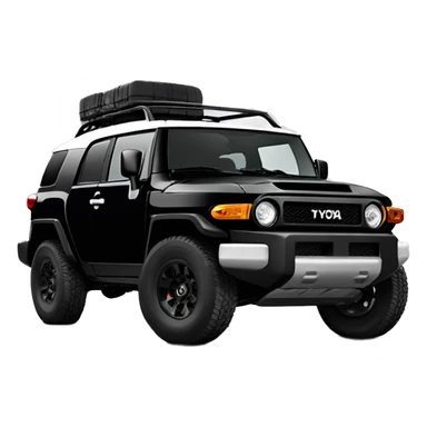 Black Toyota FJ cruiser with aftermarket bumper in front  sticker