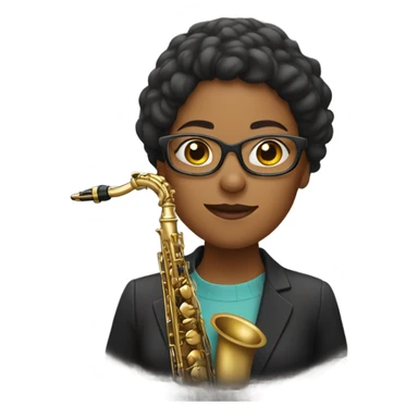 woman with glasses playing saxophone sticker