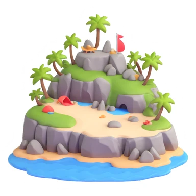 tiny island with beach and rocks sticker