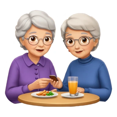 conversación dentro de un restaurant  dos personas y una de las persoans sea una abuela sticker