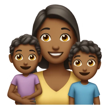 Mom with a son and daughter   sticker