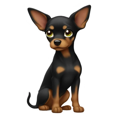 Mini pincher black with brune girl , long hair and green eyes  sticker