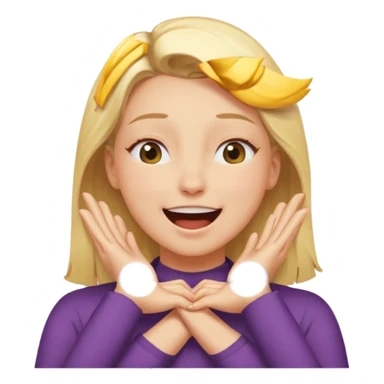 Happy blonde girl with eyes closed and mouth wide open and hands cupped around her neck - her eyes are squinty with excitment mo sticker