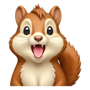 cinematic-cute-yawning squirrel-portrait-emoji,-head-tilted-playfully-and-inquisitively,-featuring-a-fluffy,-vibrant-auburn-fur-with-a-delicate-cream-belly-and-a-bushy-tail,wide-open yawn, revealing a soft grey  -round,-sparkling-eyes-filled-with-curious-mischief, sticker