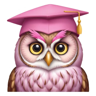 Owl wearing a pink school hat sticker