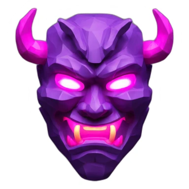 ONI MASK magenta color eyes glowing neon japanese style low poly 3d sticker