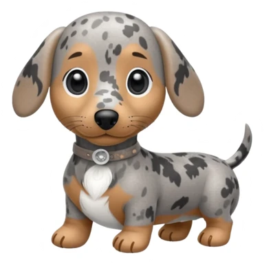 Chibi style Plush gray dappled dachshund  sticker