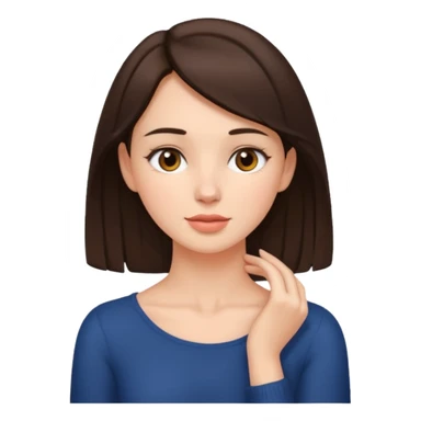 a brunette woman with two hands on her neck sticker