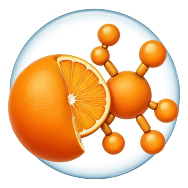 orange with vitamin C molecule sticker