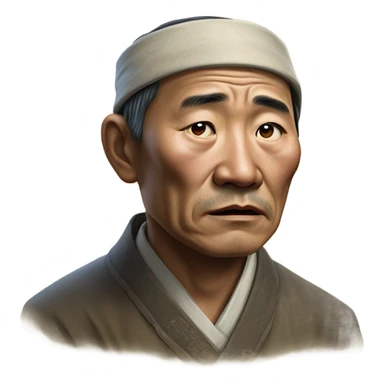 photorealistic sad Chinese peasant 1960s sticker