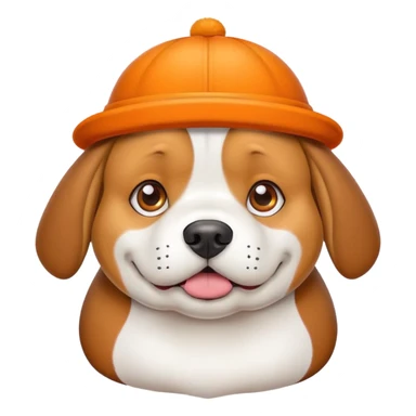 fat beagle dog with an orange hat sticker