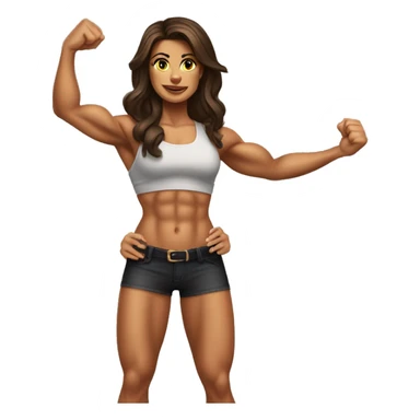 Muscle girl muscular arms tanned brunette  sticker