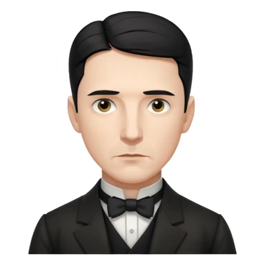 Nikolai Tesla,pensive, half body, blakc hair sticker