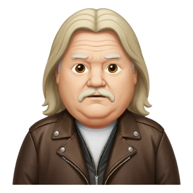 Long hair old fat men in leather jacket sticker