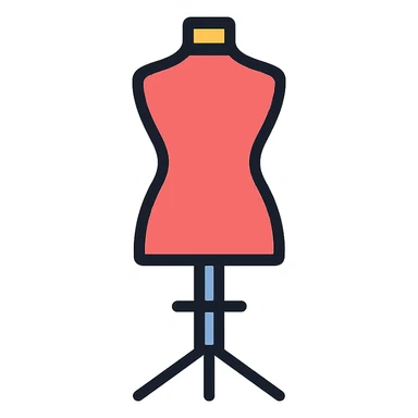 needle and thread, tailor's dummy, stylized dress form, suitable for a business presentation sticker
