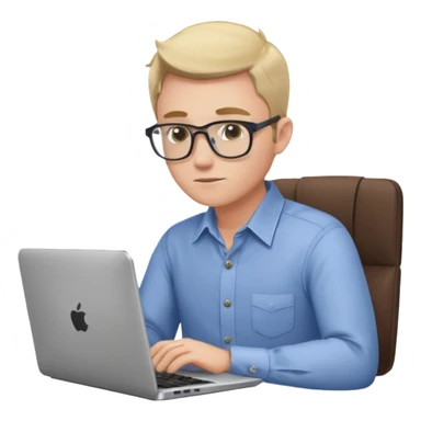 aktien experte er sitz am laptop und verdient durchs traden geld sticker