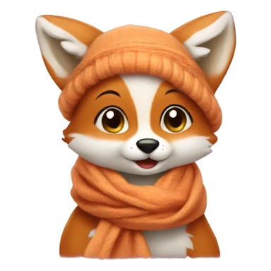Cute baby fox with a scarf  sticker
