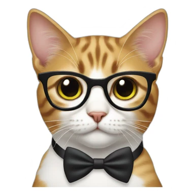 cat with white and black spots wearing a bow tie and glasses sticker