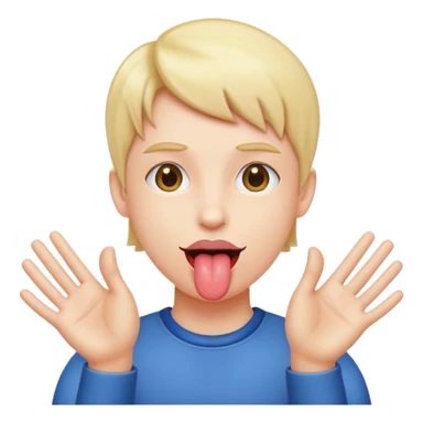 person having their hands to the sides while sticking tongue out sticker
