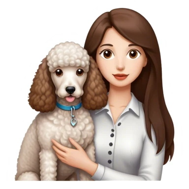 Long straight brown hair brown eyes beautiful women and white standard poodle you're holding sticker