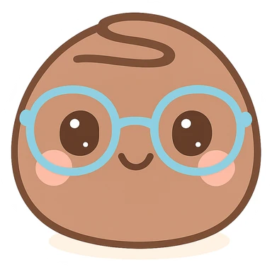 smiling chocolate truffle wearing glasses, kawaii style sticker