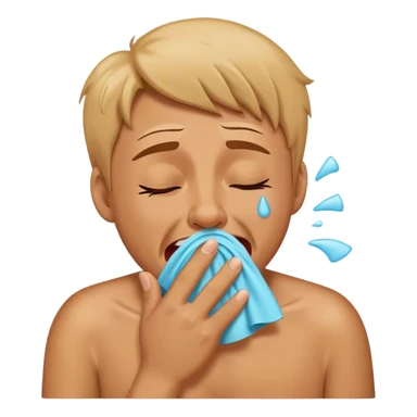 Crying with laughter while blowing nose sticker