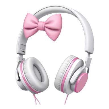 White aesthetic headphones with pink bow sticker