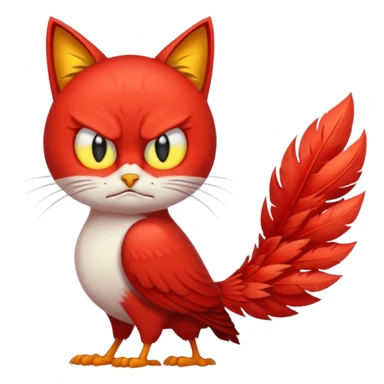 bird angry red with cat tail sticker