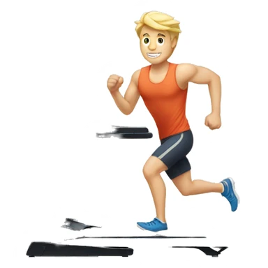 blonde guy running on a treadmill sticker