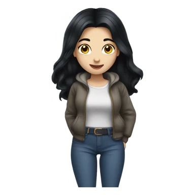 Snowwhite having long black hair and wears casual clothes  sticker