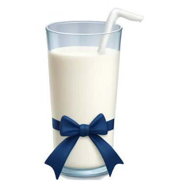 Glass of milk with a navy blue bow wrapped around the glass  sticker