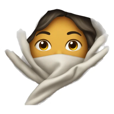 woman covered by blanket with her face out sticker