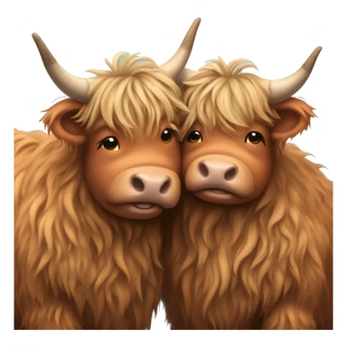 anthropomorphic highland cows hugging sticker