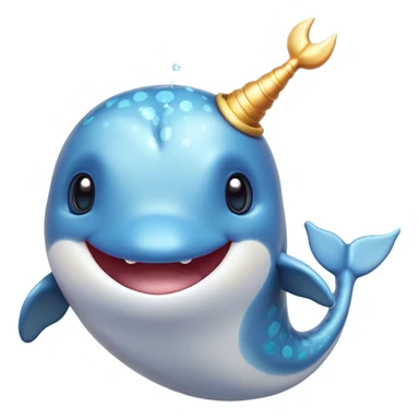 Cinematic Comical Narwhal Portrait Emoji, Head tilted dramatically with an exaggeratedly shocked expression, featuring a streamlined body with a prominently spiraled tusk and wide, comically expressive eyes brimming with disbelief, Simplified yet hilariously expressive features, highly detailed, glowing with a slightly sassy glow, high shine, dramatic yet playful, stylized with an air of quirky oceanic attitude, bright and endearing, soft glowing outline, capturing the essence of a meme-worthy narwhal that appears ready to side-eye its way into internet fame instantly! sticker