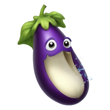 And eggplant with water squirting out sticker