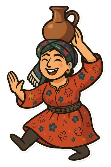 Cartoon sticker in Flat Toon style with a dancing pose, transparent background. sticker