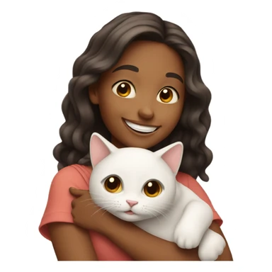 happy girl holding a cat sticker