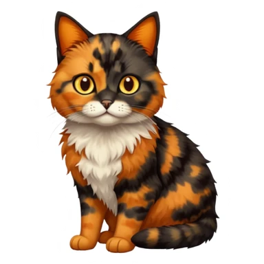 black and orange cat. tortie. amber eyes. full body.  sticker