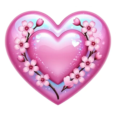 sakura heart with a holographic effect sticker