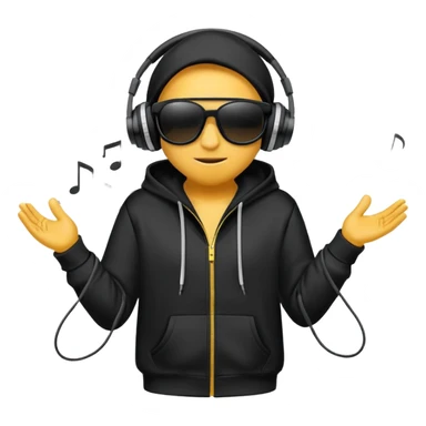 a hoodie with sunglasses and headphones with dancing motion lines sticker