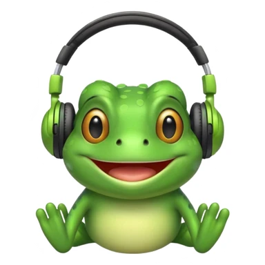 frog png with headphones smiling teeth showing sticker