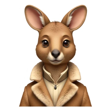 Cinematic Realistic Noble Kangaroo Portrait Emoji, Poised and dignified, with a strong, athletic build and a detailed, tawny coat rendered in natural fur texture, a distinctly elongated face with alert, expressive eyes and a subtle snout, high shine, intelligent and resolute, styled with an air of outback authority, focused and attentive, soft glowing outline, capturing the essence of a watchful and confident kangaroo that appears ready to bound out of the screen with effortless power! sticker