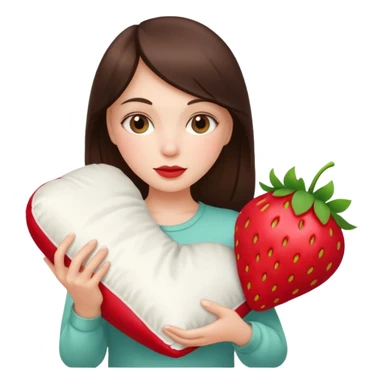 brunette white girl with a silk pillow strawberry sticker