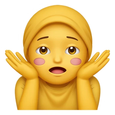 Yellow Standard emoji blushing and completely covering face with hands because they are flustered and embarrassed, face is very flushed sticker