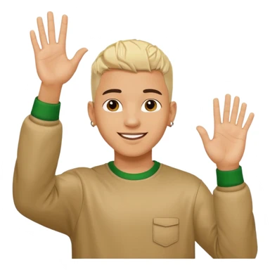 joven trigueno corte de pelo reguetoon sonrisa bonita saludando mano arriba sticker