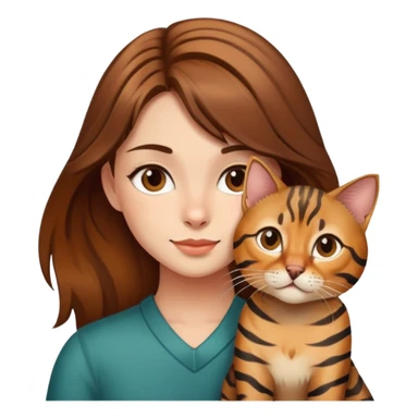 Brown haired girl with a bengal cat sticker