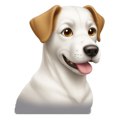 white dog have brown ear with mungbean sticker